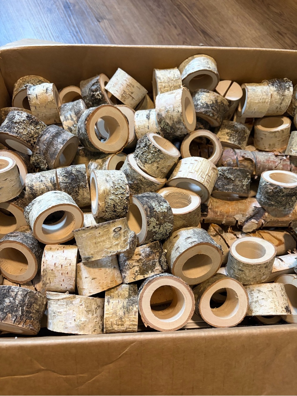 Natural Birch Wood Napkin Rings - Rustic Neutral Set